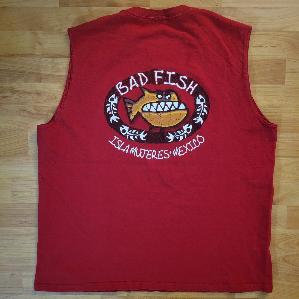 Bad Fish Isla Mujeres Mexico Tourist Tank Top Muscle Tee Vacation Funny Graphic